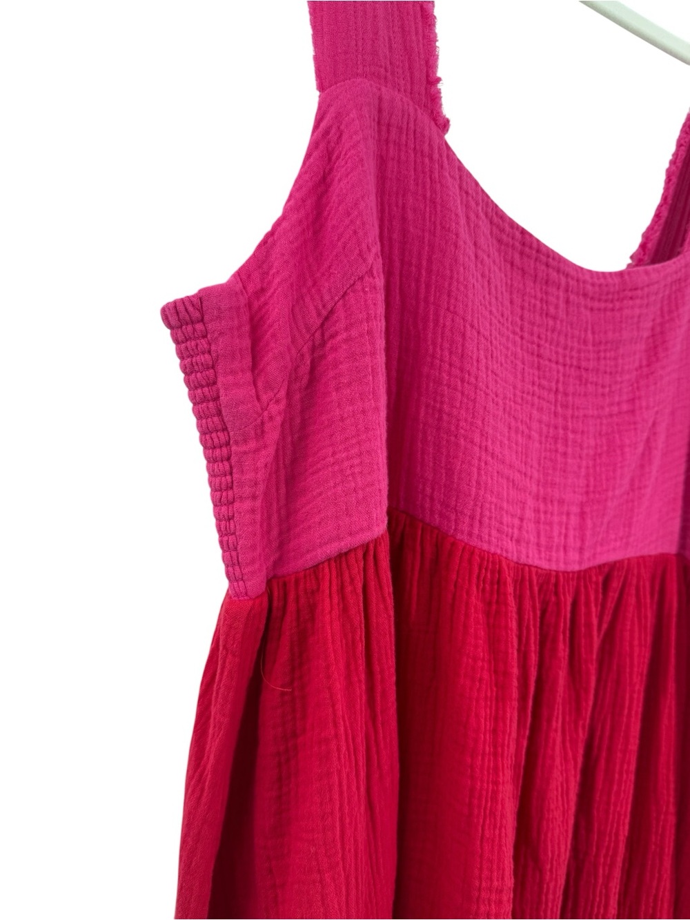 Natural Life Tricia Pink Red Cotton Gauze Midi Dress Colorblock Fairy Boho Med - Picture 5 of 12